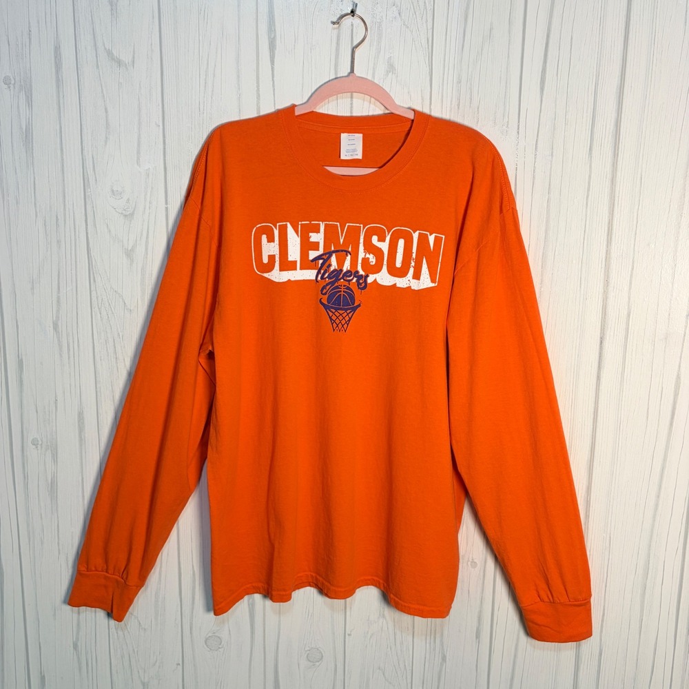 CLEMSON Tigers Basketball Orange Graphic Long Sleeve Tee, XL Unisex Gameday